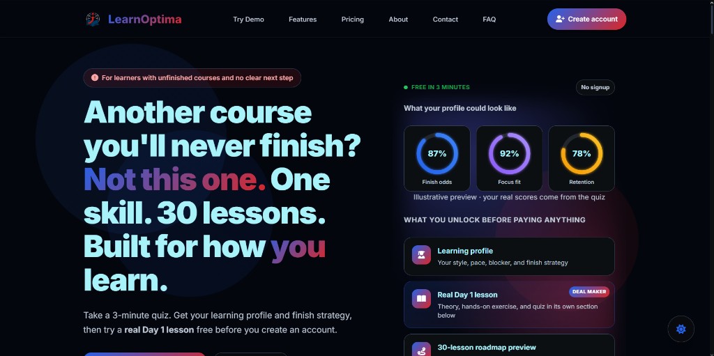 LearnOptima personalized learning platform marketing site