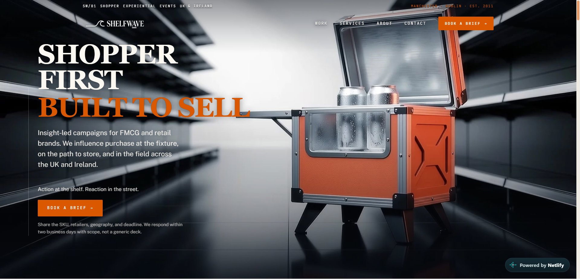 Shelfwave shopper marketing and experiential agency concept site for UK and Ireland FMCG brands